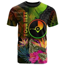 YAP Polynesian Personalised T-Shirts -Hibiscus and Banana Leaves