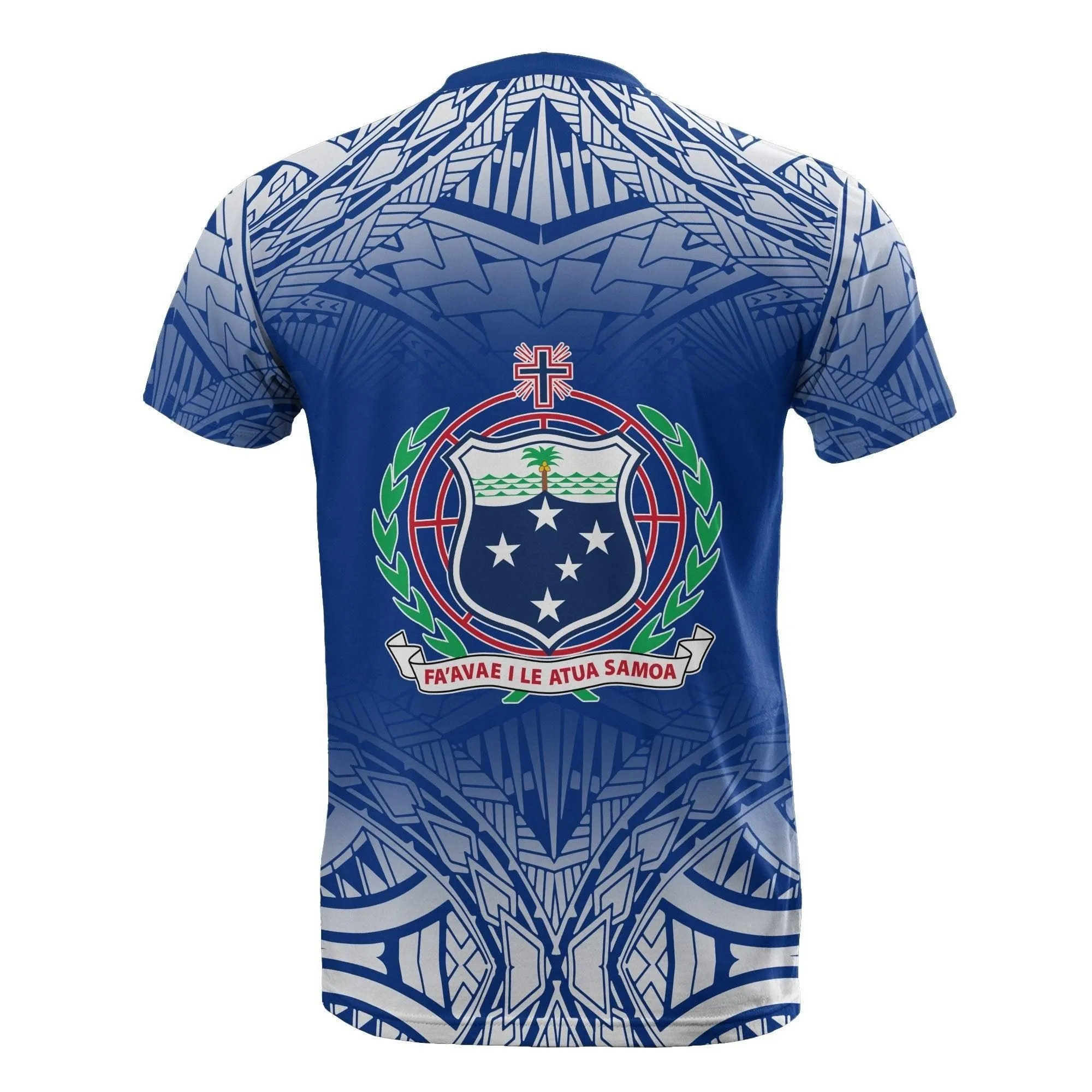 Samoa Custom Personalised T shirt - Samoa Flag Polynesian Tattoo Fog Blue