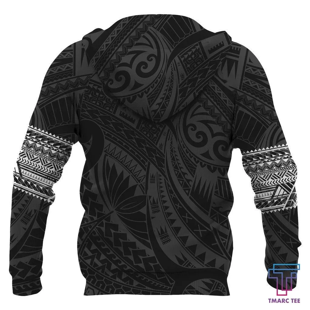 Tmarc Tee Polynesian Hoodie Tattoo Style White NVD1333