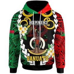 Vanuatu Hoodie Custom Vanuatu Independence Anniversary Plumeria Flower and Polynesian Patterns Hoodie LT10