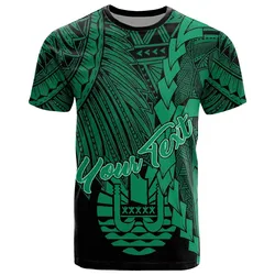 Tahiti Polynesian Custom Personalised T-Shirt - Tribal Wave Tattoo Green