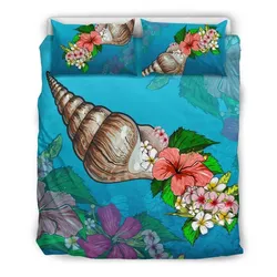 Hawaiian Snail Hibiscus Plumeria Polynesian Bedding Set
