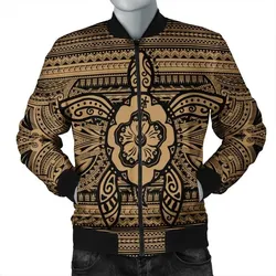 Alohawaii Jacket - Hawaiian Turtle Polynesian Tribal Bomber Jacket Gold AH - J7R