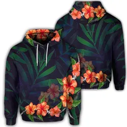 Hawaiian Hibiscus Palm Tree Background Polynesian Hoodie