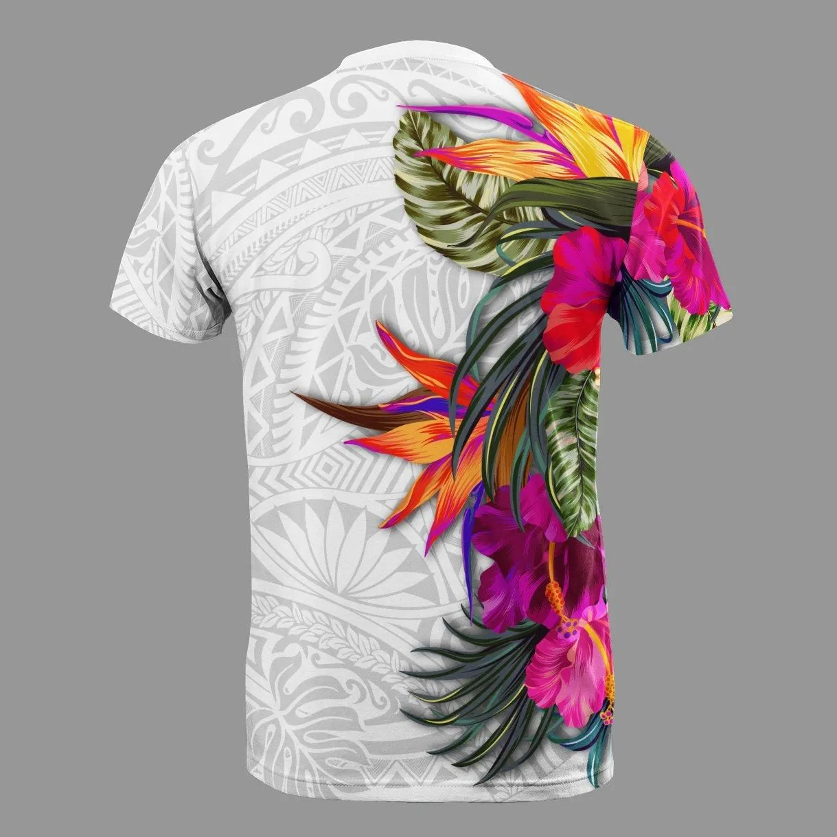 Polynesian Custom Personalised T-shirt - Hibiscus White Pattern