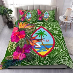 Guam Bedding Set - Hibiscus Polynesian Pattern Green Version