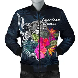 American Samoa Polynesian Mens Bomber Jacket - Tropical Flower
