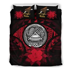 American Samoa Red Hibiscus Bedding Set