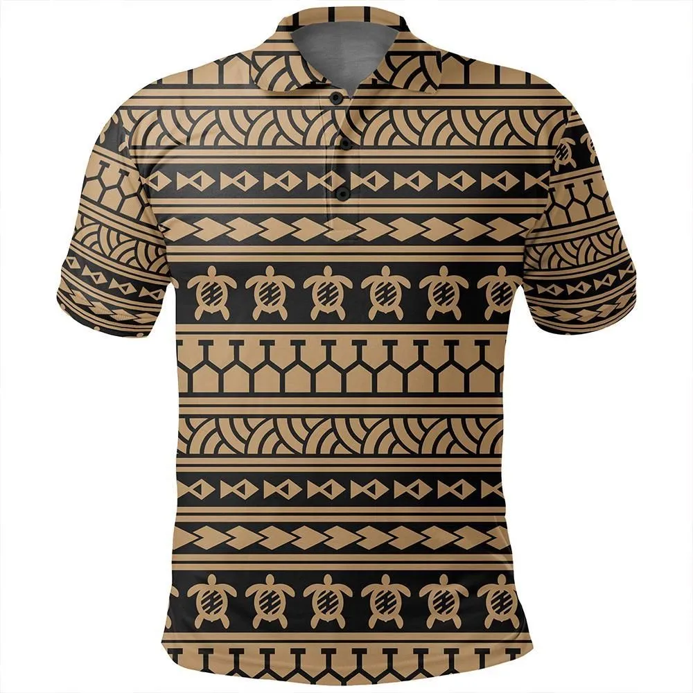 Unisex Polynesian Tattoo Tribal Gold Polo Shirt - AH