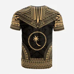 Chuuk Custom Personalised T Shirt - Chuuk Flag Polynesian Chief Tattoo Gold Version