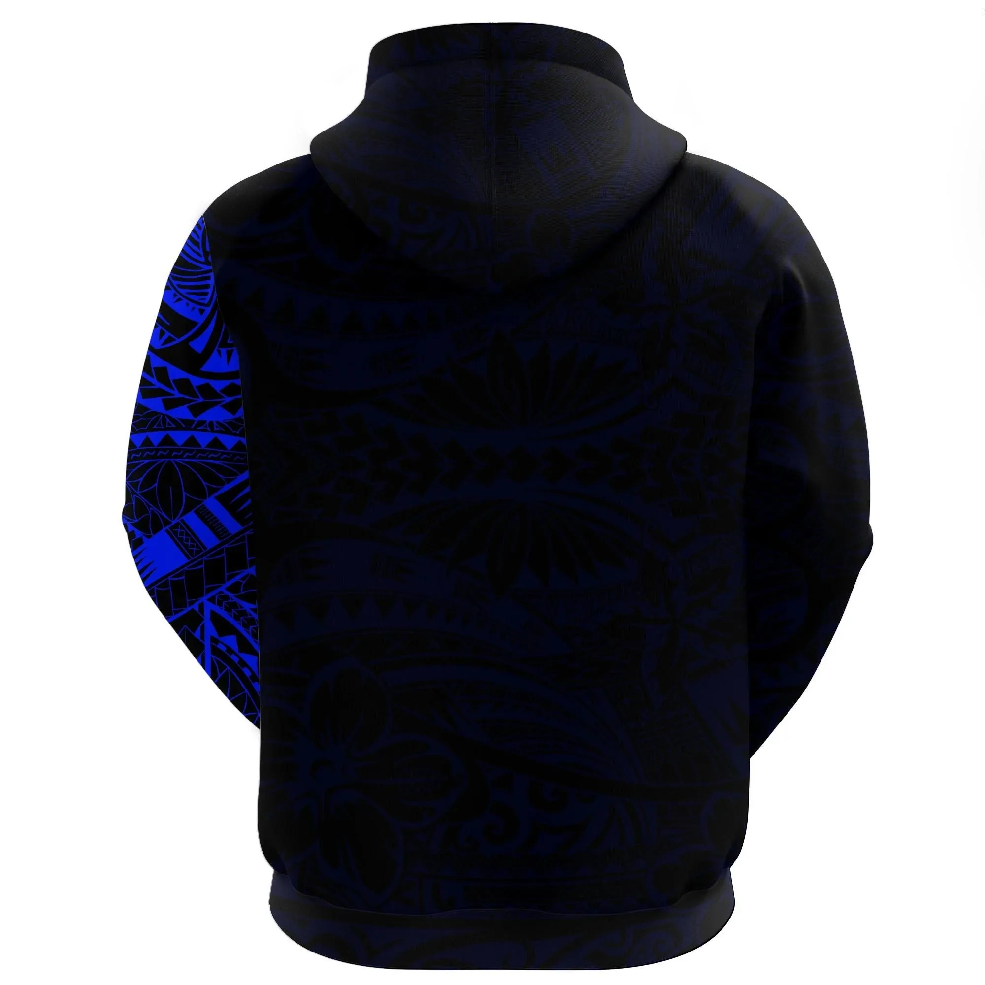 Polynesian Hoodie Tattoo Style Blue A7
