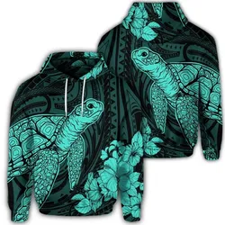 Alohawaii Hoodie - Hawaiian Hibiscus Memory Turtle Polynesian Hoodie Turquoise - AH - JR