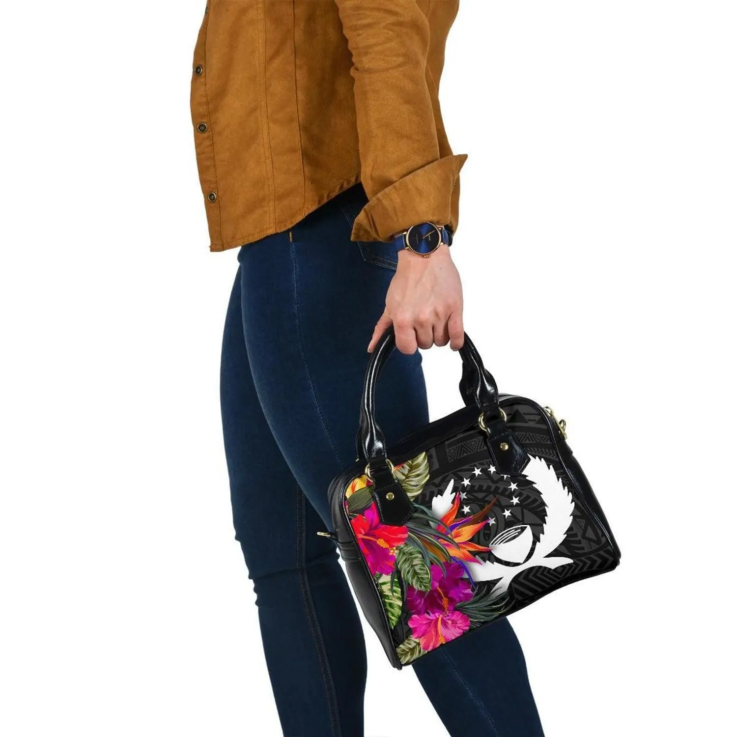 Pohnpei Shoulder Handbag - Polynesian Hibiscus Pattern