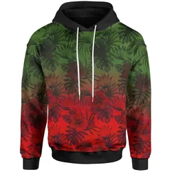 Polynesian Hoodie - Red Hibiscus Patterns