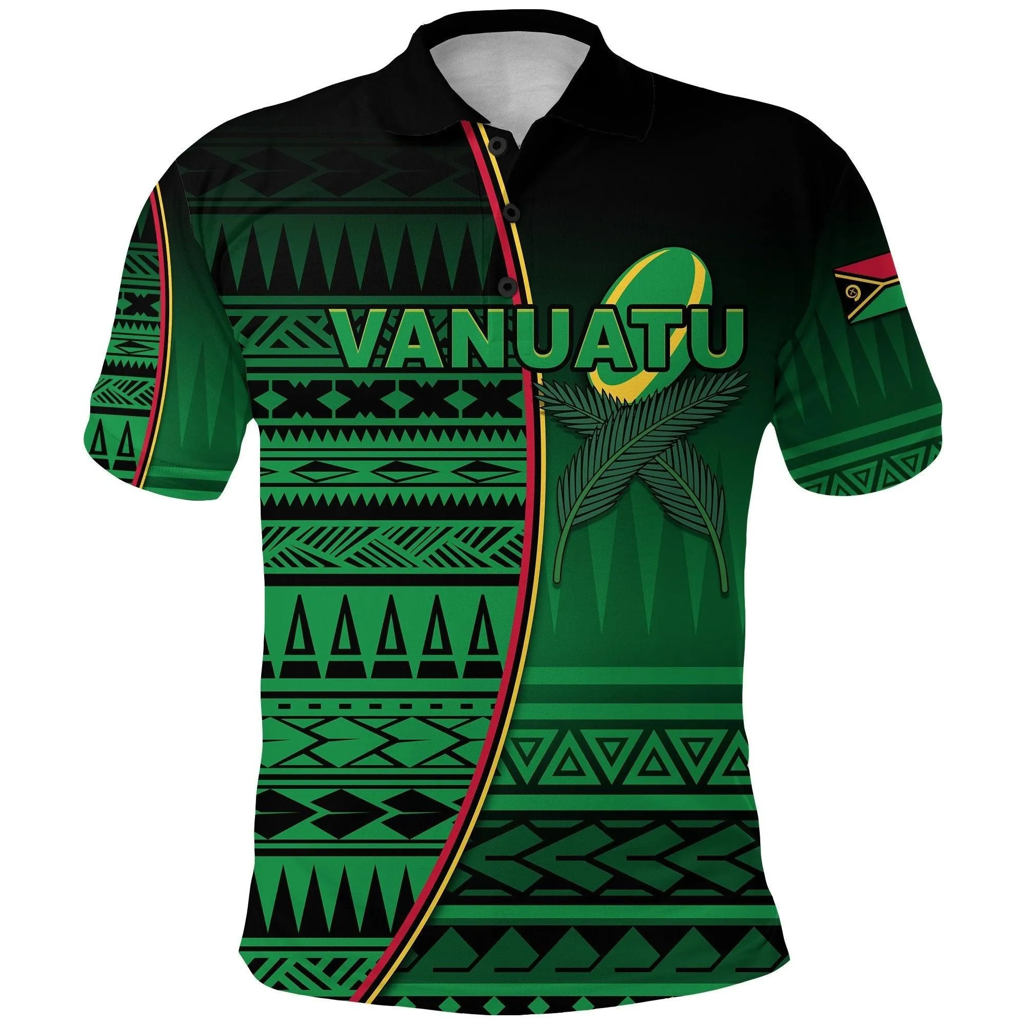 (Custom Personalised) Vanuatu Rugby Polo Shirt Impressive Version - Custom Text and Number
