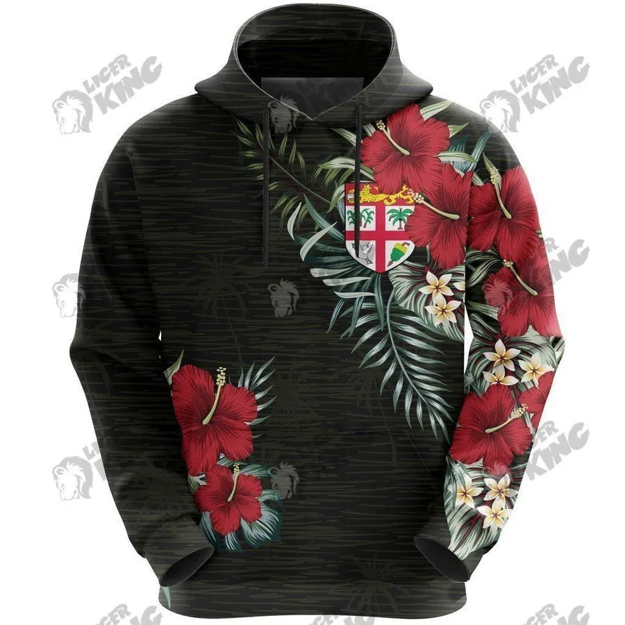 Fiji Hibiscus Pullover And Zip Pered Hoodies Custom 3D Graphic Printed 3D Hoodie All Over Print Hoodie For Men For Women