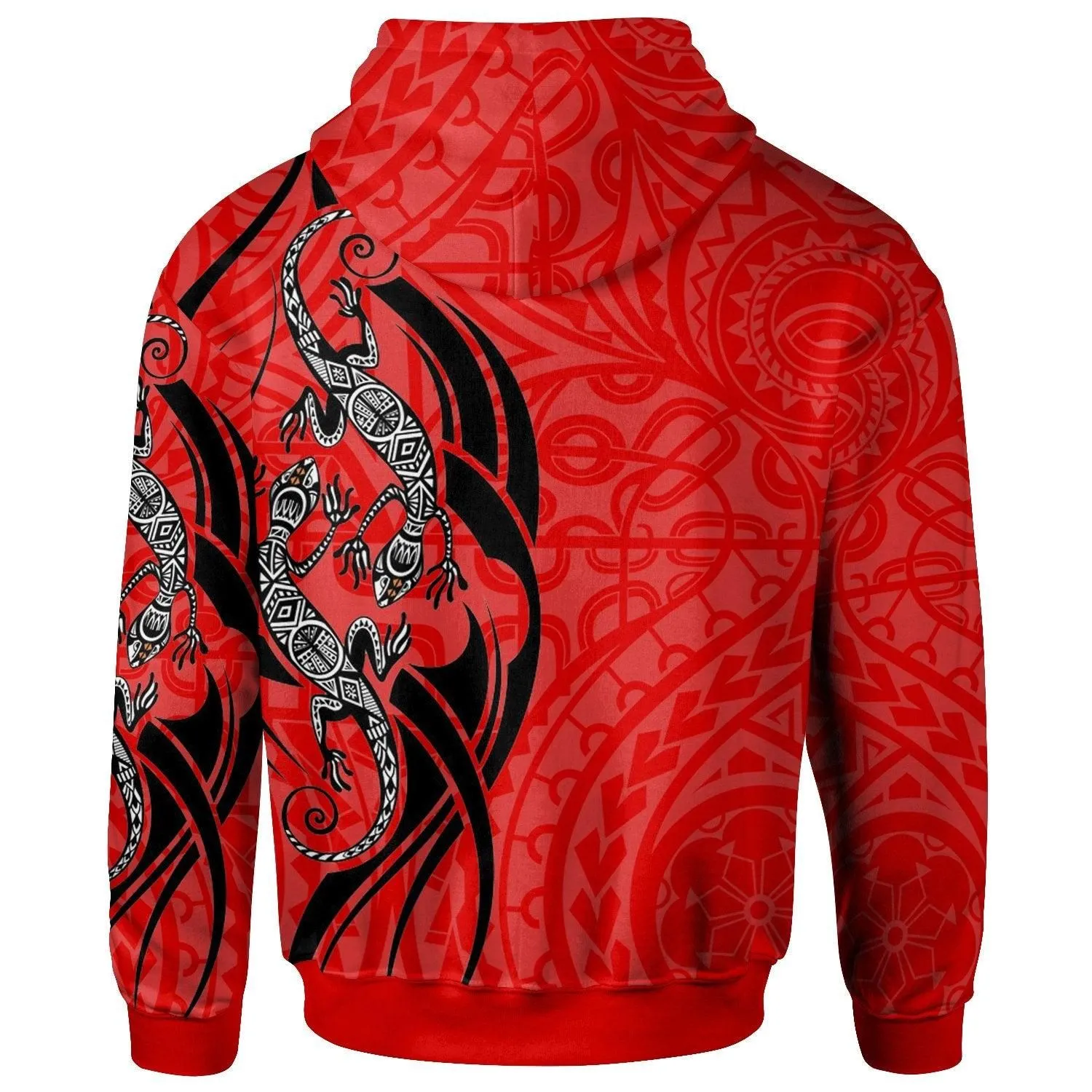 Polynesian Hoodie - Polynesian Lizard Tattoo Red Color