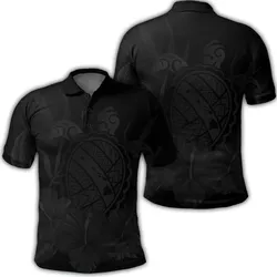 Alohawaii Shirt - Hawaiian Map Turtle Hibiscus Polynesian Polo Shirt - Gray - AH - J4R