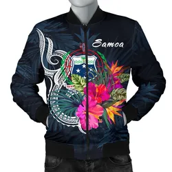 Samoa Polynesian Mens Bomber Jacket - Tropical Flower