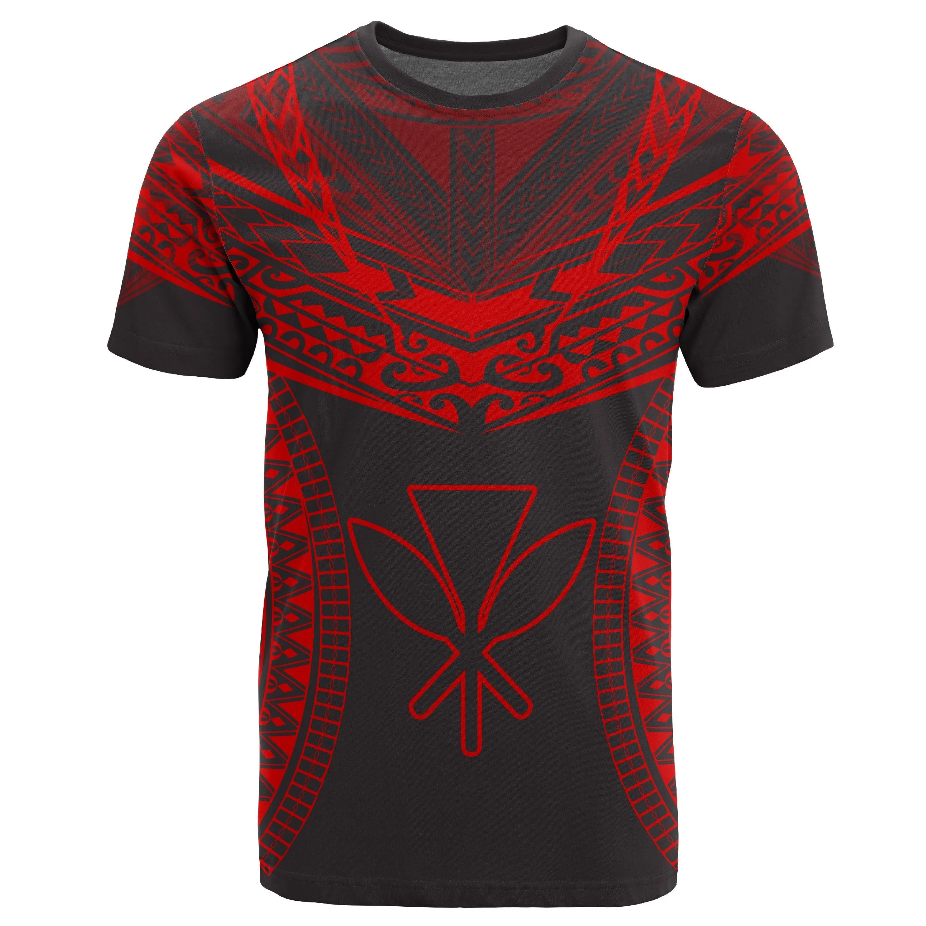 Hawaiian Kanaka Map Football Jersey T-Shirt - Grey And Red - Roger Style - AH