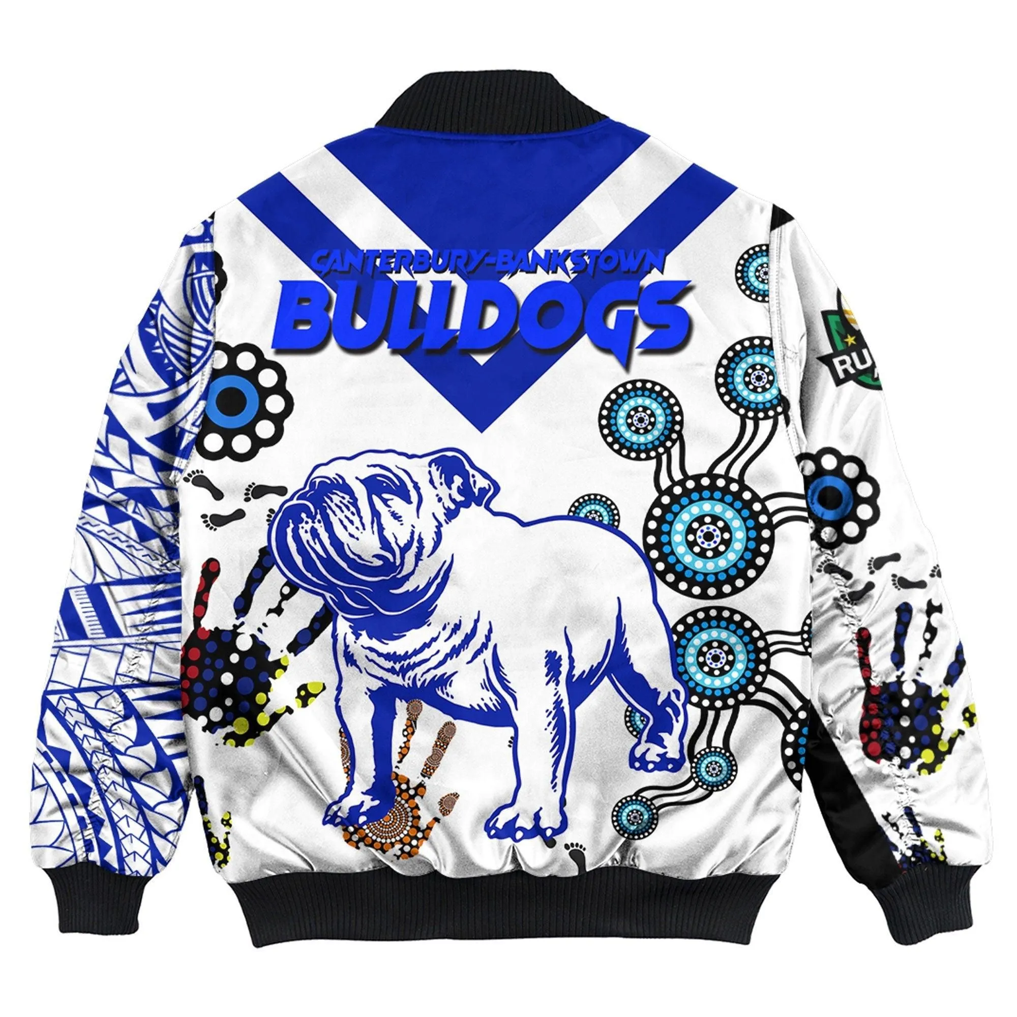 Vibe Hoodie Clothing - Canterbury Bankstown Bulldogs Indigenous Polynesian Tattoo Style Bomber Jackets