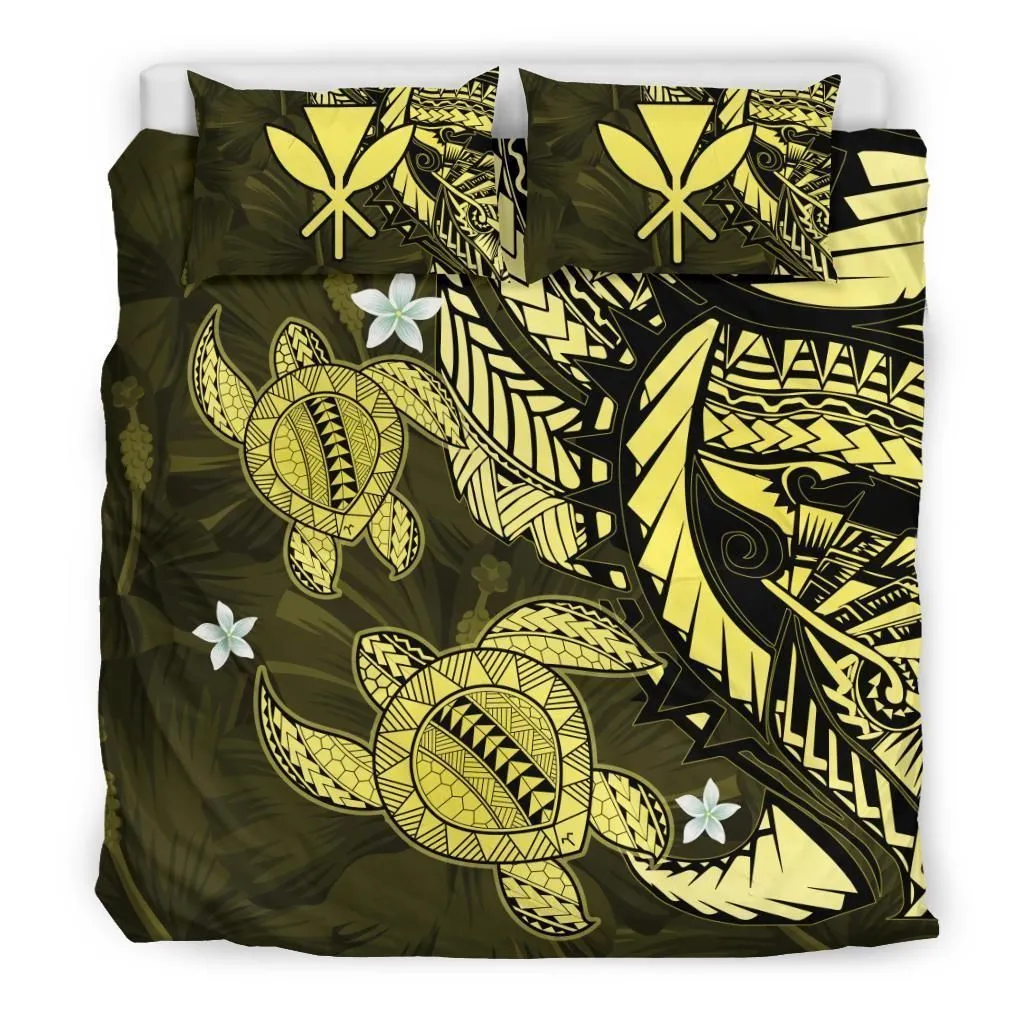 Aloha Hawaii Polynesian Turtle Hibiscus Duvet Cover Bedding Set