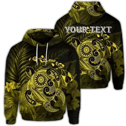 (Personalised) Hawaiian Map Turtle Tattoo Hibiscus Plumeria Polynesian Hoodie - Yellow