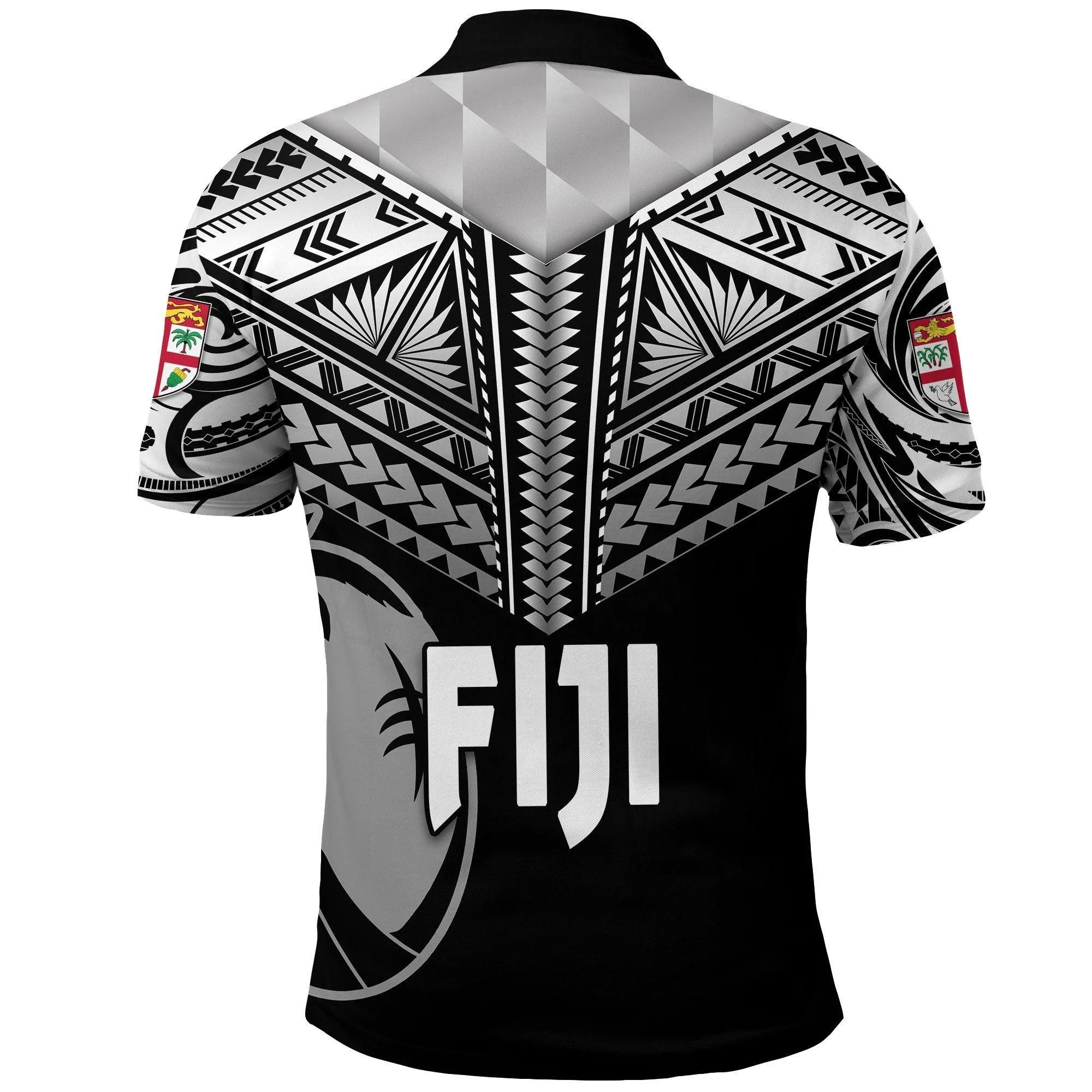 Fiji Rugby Polo Shirt Coconut Sporty Vibes - Full Black