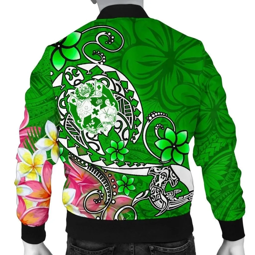 FamilyGater Jacket - Bomber Jacket Tonga - Turtle Plumeria (Green) - BN18