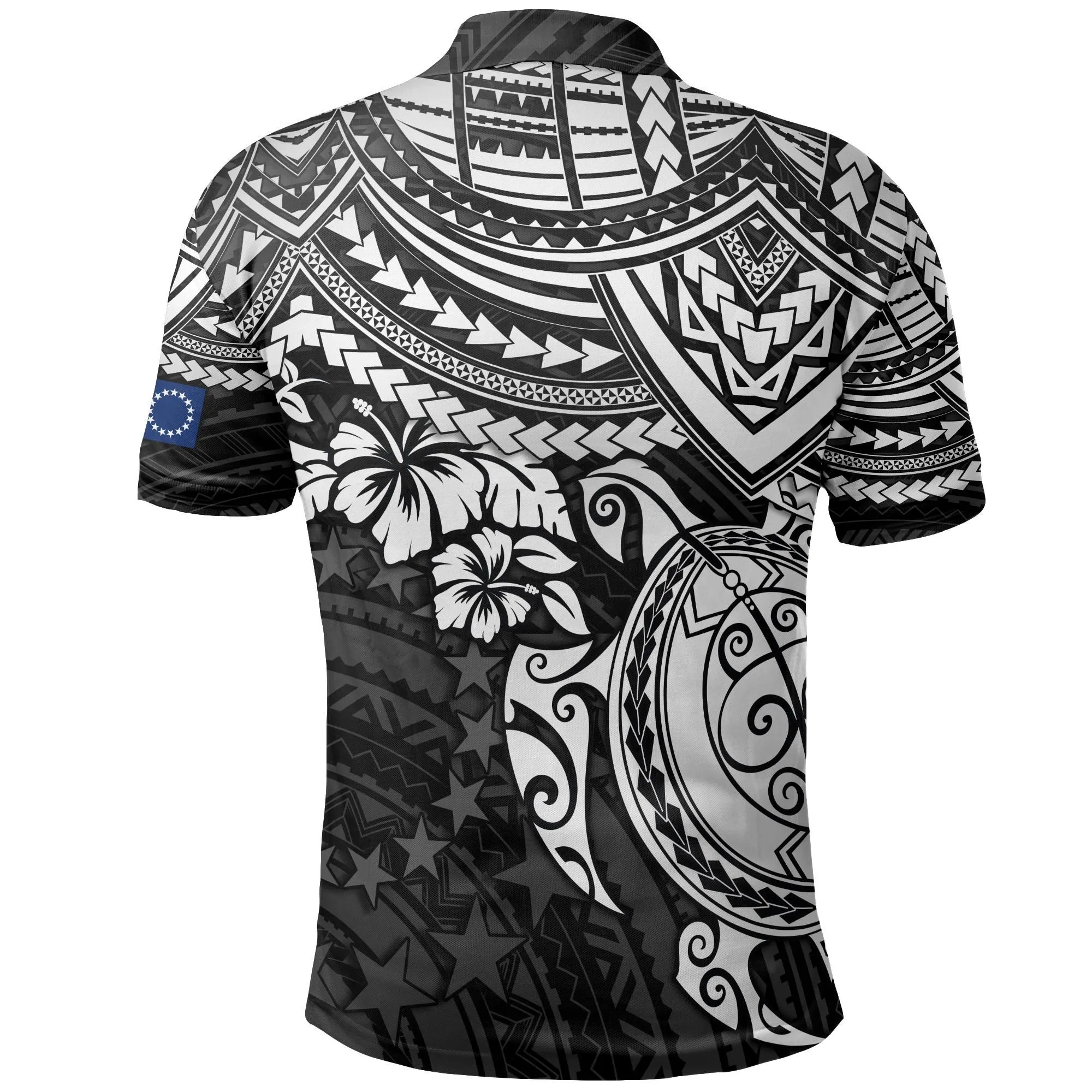 Cook Islands Polo Shirt - Cook Islands Flag White Turtle Hibiscus