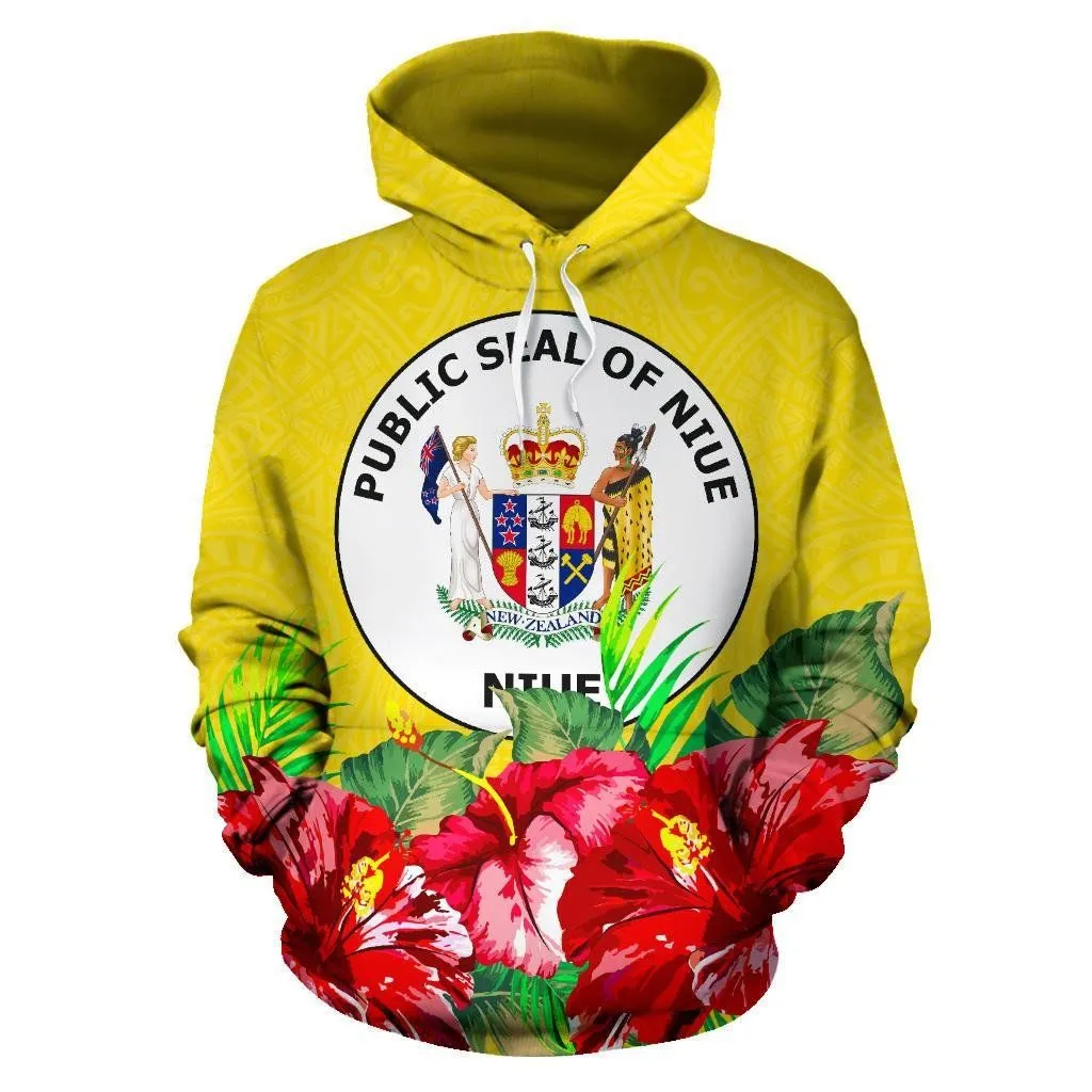 Niue Polynesian Hoodie Flag Hibiscus - BN39