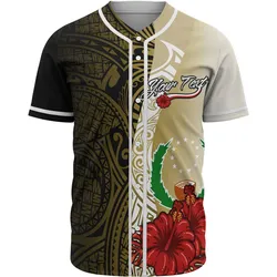 Pohnpei Polynesian Custom Personalised Baseball Shirt - Coat Of Arm With Hibiscus Gold