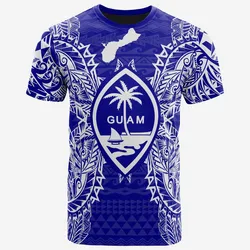 Guam All Guam Coat Of Arms Map Polynesian Tattoo Blue Unisex 3D T-Shirt All Over Print ONCMG