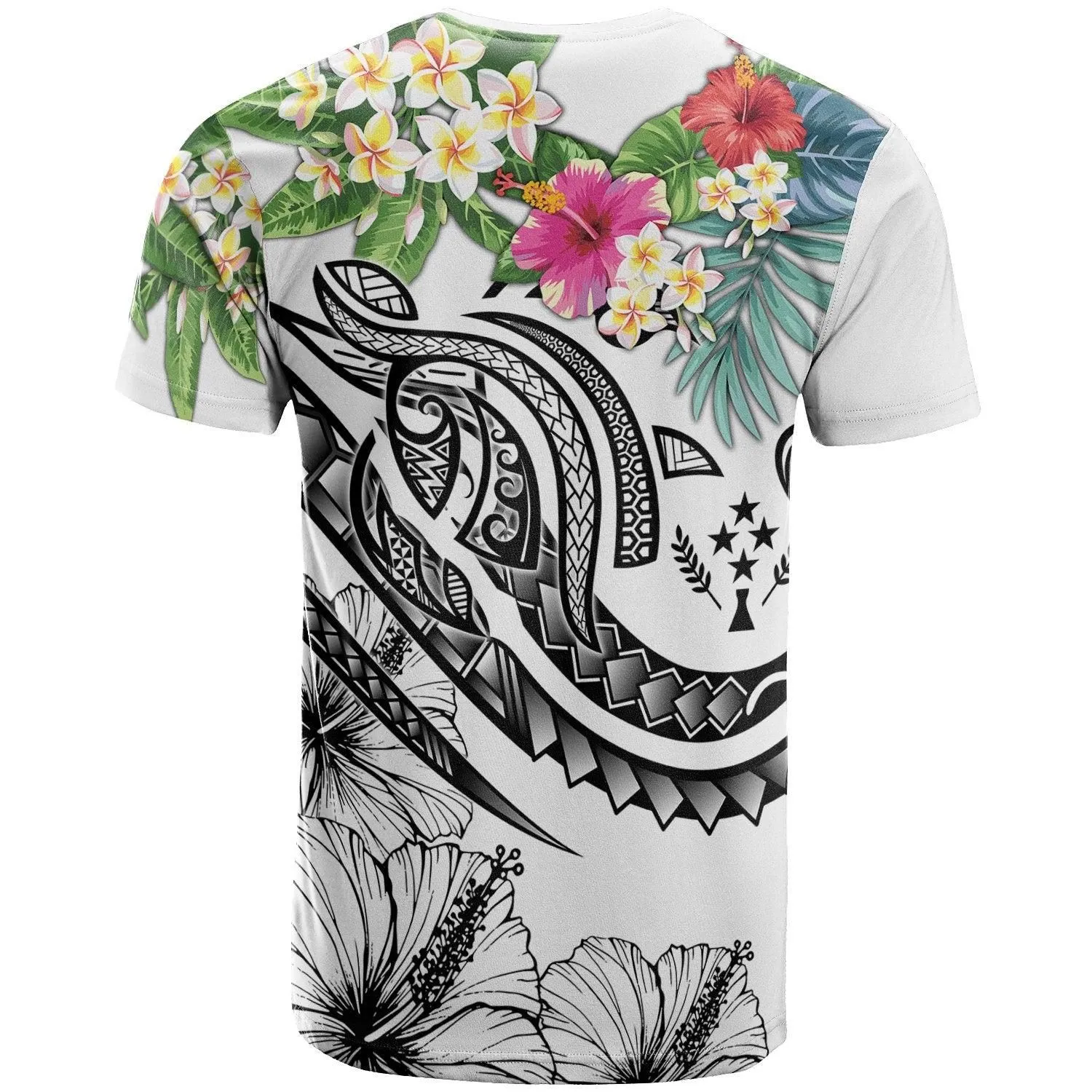 Kosrae Polynesian T-Shirt - Summer Plumeria (White)