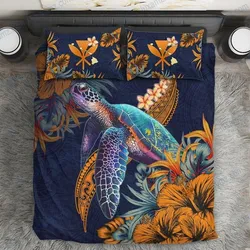 Kanaka Maoli (Hawaiian) Bedding Set - Polynesian Turtle Hibiscus And Plumeria - BN21