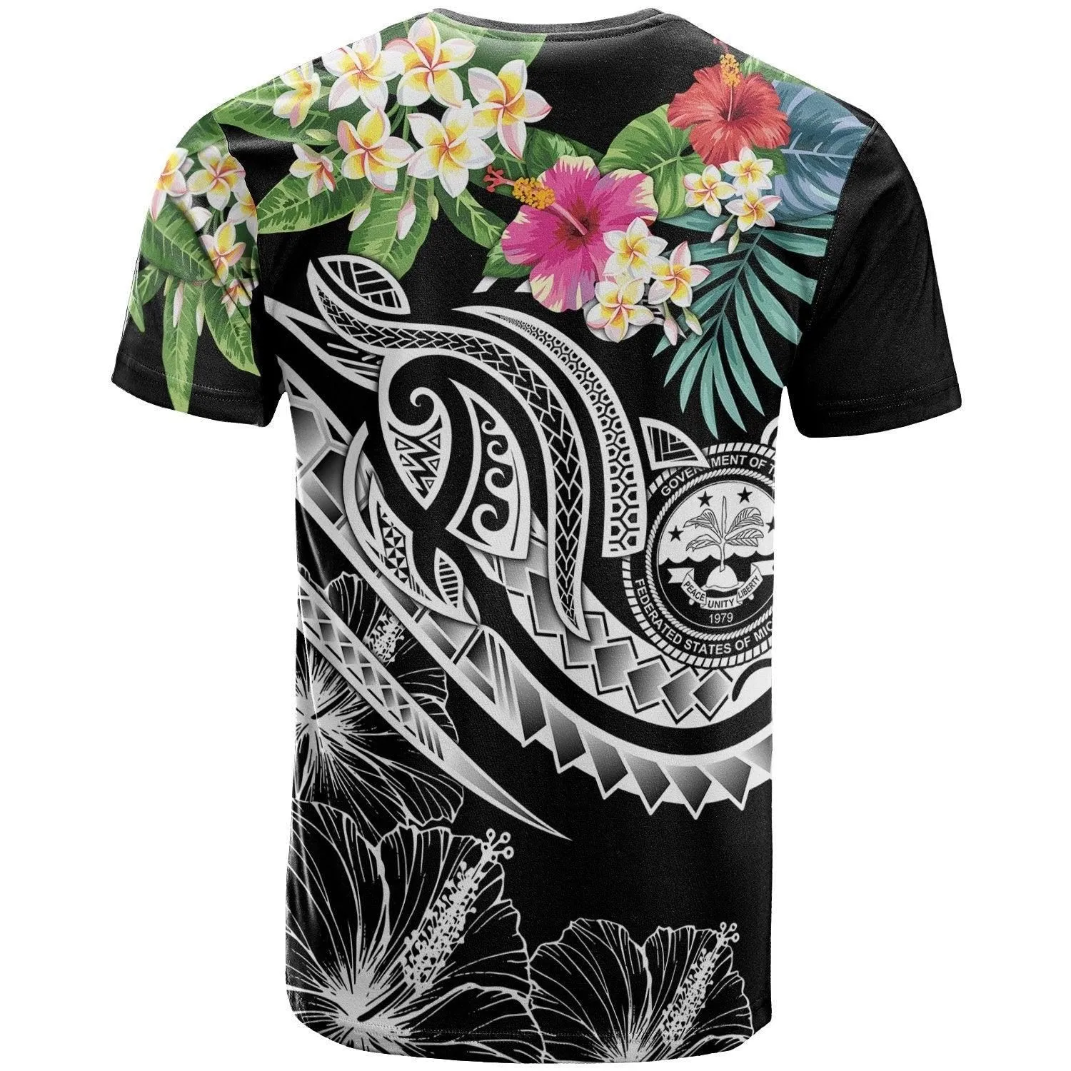 FSM Polynesian T-Shirt - Summer Plumeria (Black)