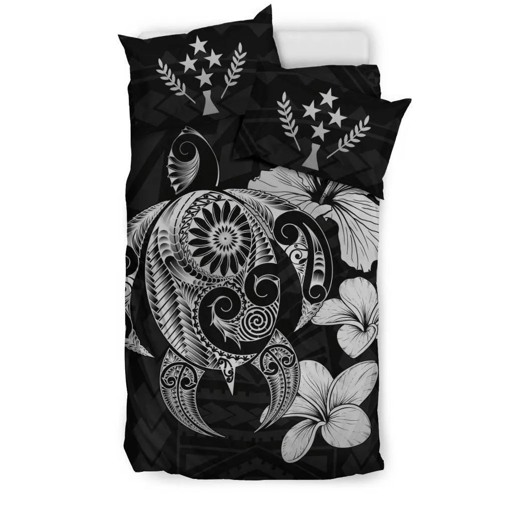 Kosrae Islands Hibiscus Plumeria Mix Polynesian Gray Turtle Bedding Set - J1