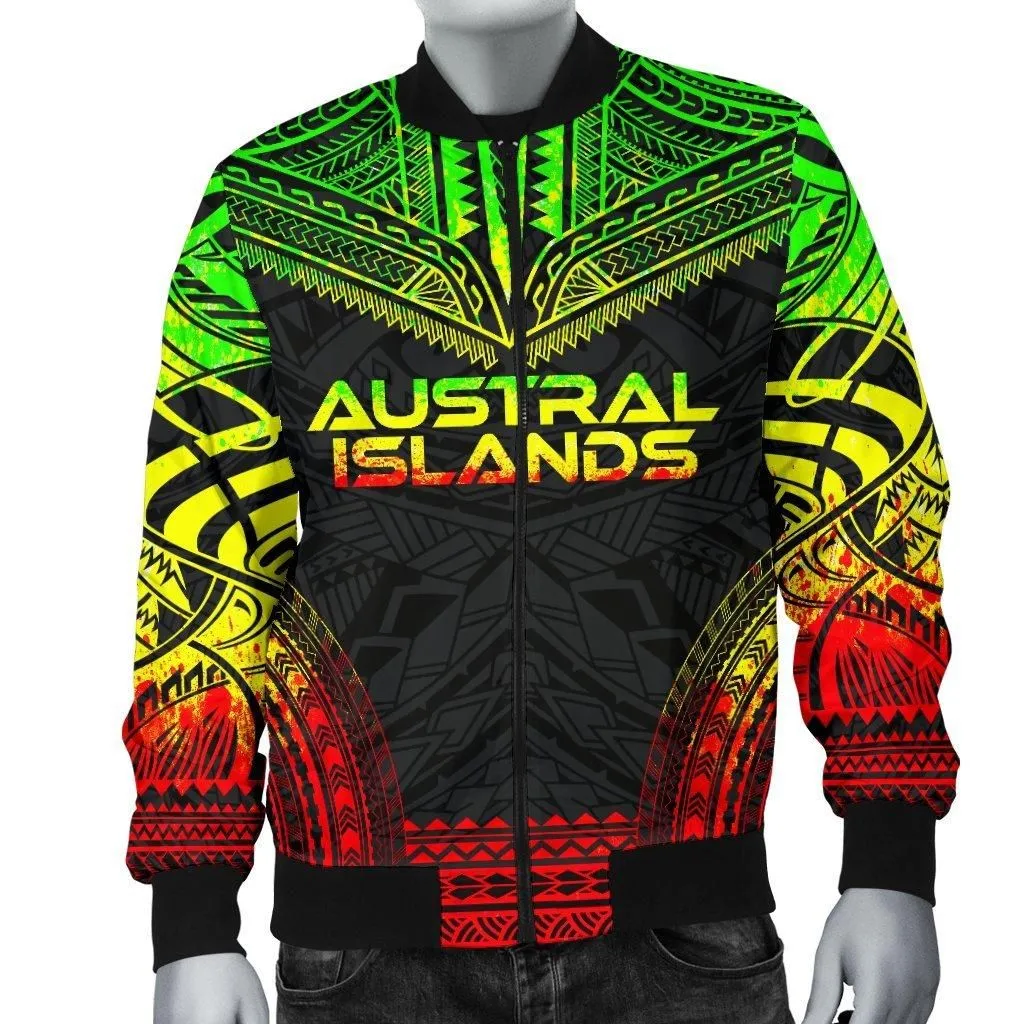 Austral Islands Polynesian Chief Mens Bomber Jacket - Reggae Version