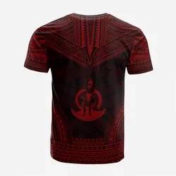 Vanuatu Custom Personalised T shirt - Vanuatu Coat Of Arms Polynesian Chief Tattoo Red Version