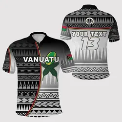 (Custom Personalised) Vanuatu Rugby Polo Shirt Impressive Version Black - Custom Text and Number