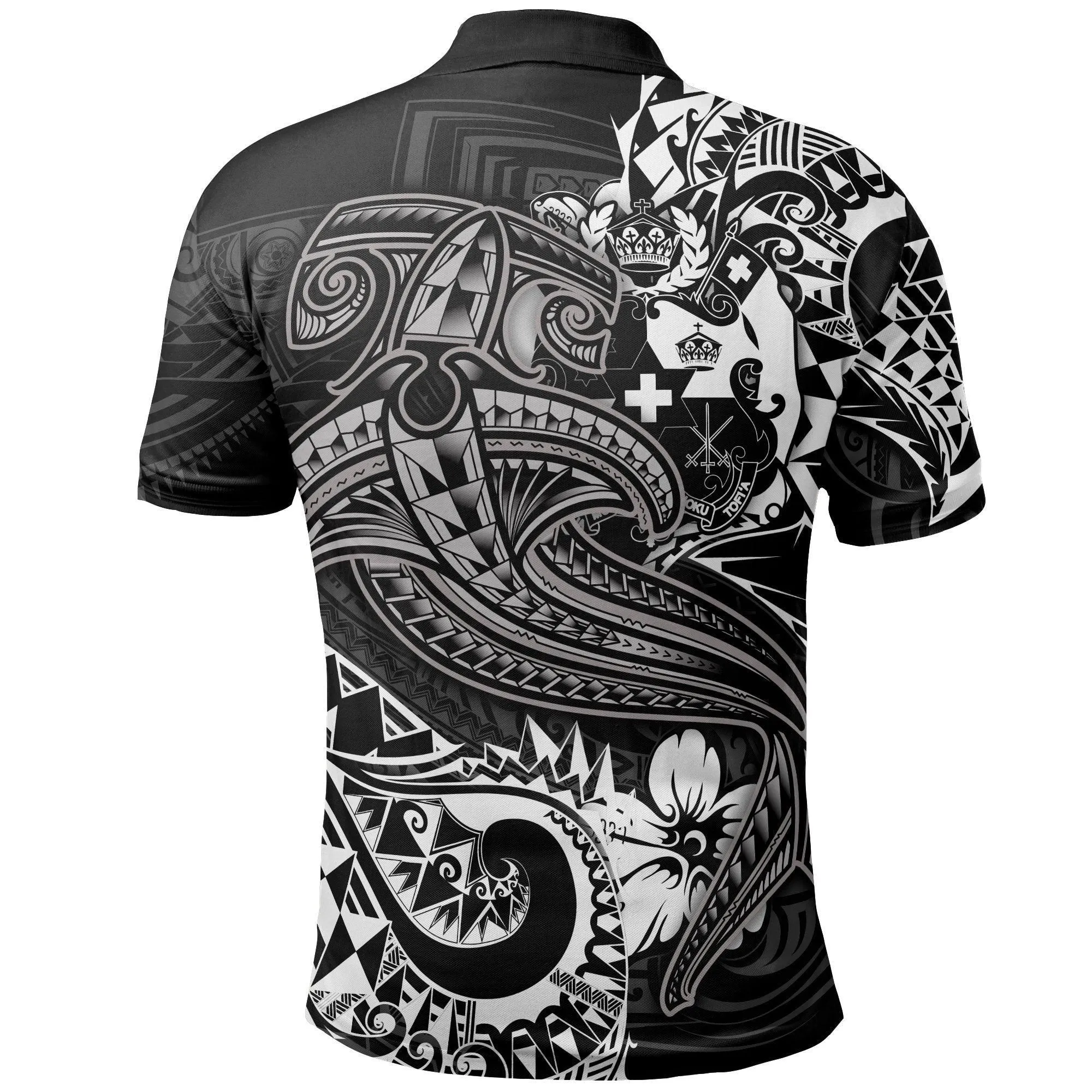 Tonga Polo Shirt - White Shark Polynesian Tattoo