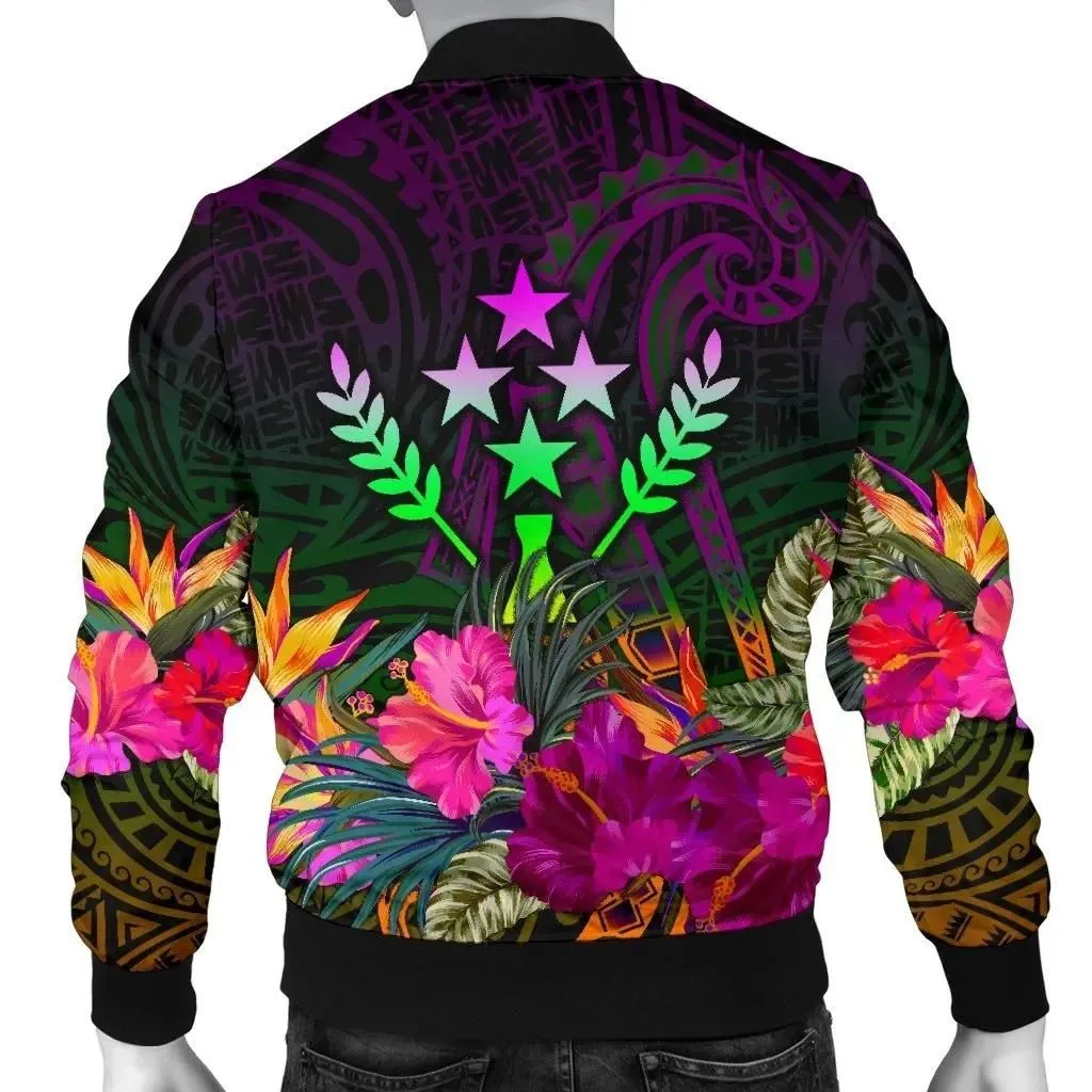 Kosrae Men's Bomber Jacket - Summer Hibiscus - BN15