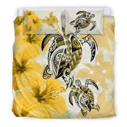 Polynesian Papua New Guinea Polynesia Turtle Hibiscus Yellow A Bedding Set Camliel
