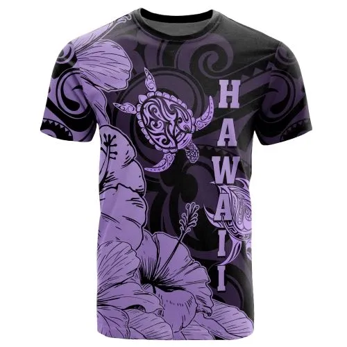 Hawaii Turtle T-Shirt Polynesian Hibiscus Art Ver 2.0 Violet AH