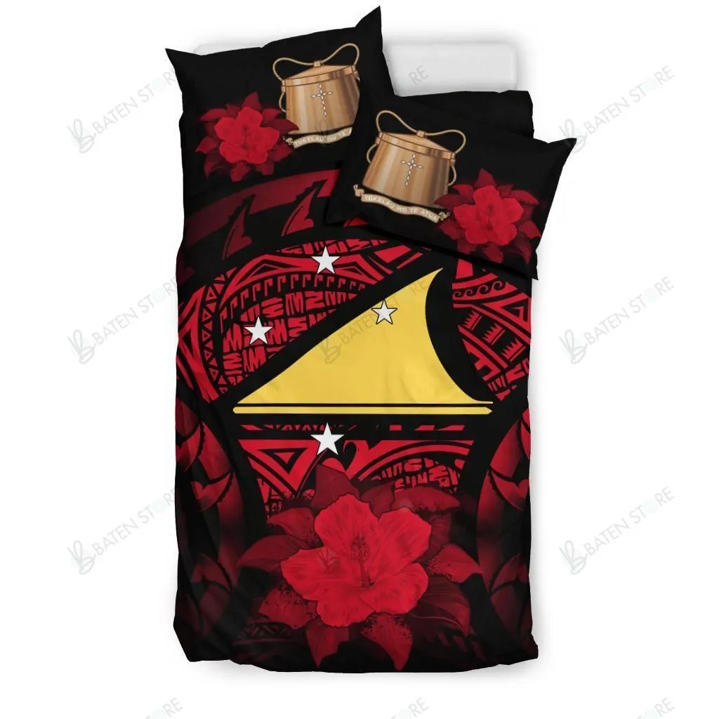 Tokelau Red Hibiscus Pattern Bedding Set Bedroom Decor