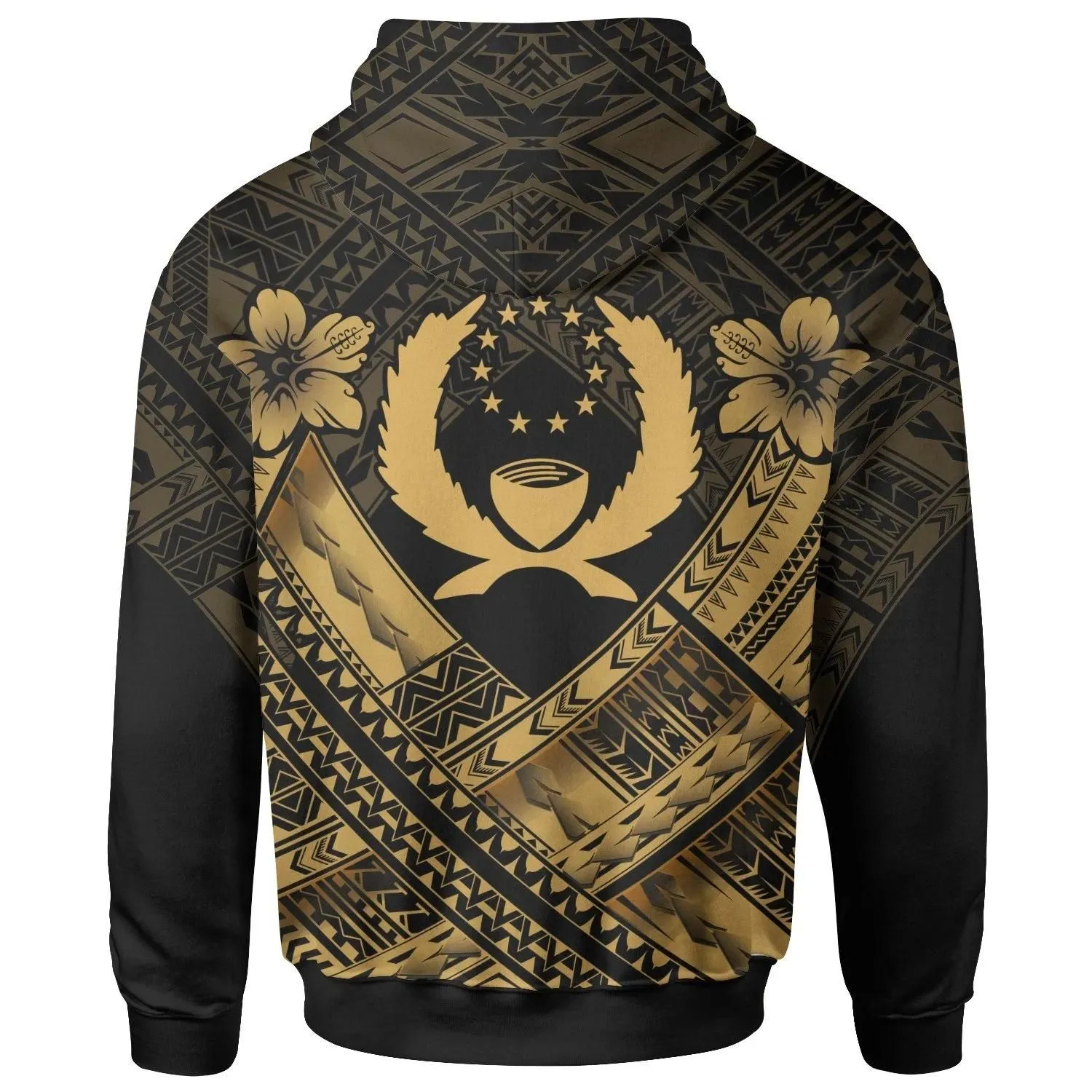 Pohnpei Custom Polynesian  Hoodie - Pohnpei Gold Seal Camisole Hibiscus Style - BN18