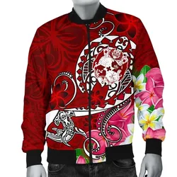 FamilyGaterJacket - Bomber Jacket Tonga - Turtle Plumeria (Red) - BN18