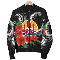 Alohawaii Jacket - Bomber Jacket Tahiti Polynesian - Hibiscus Coat of Arm Black - BN11