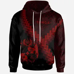 Tonga Hoodie - Tonga Coat Of Arms With Polynesian Tattoo Red - BN22