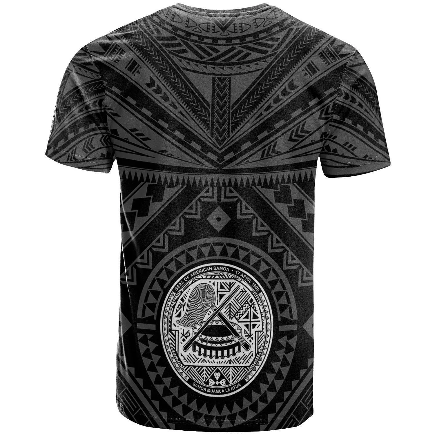 American Samoa T Shirt - Seal In Polynesian Tattoo Style ( Black)